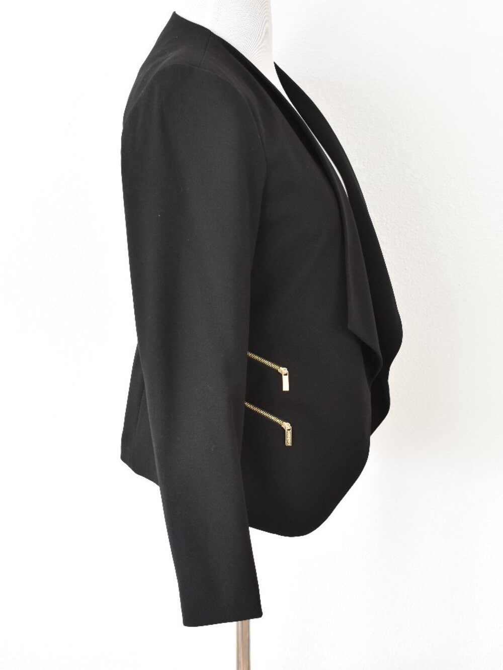 Calvin Klein Open Front Blazer Black with Zipper Detail - 12 - Picture 6 of 9